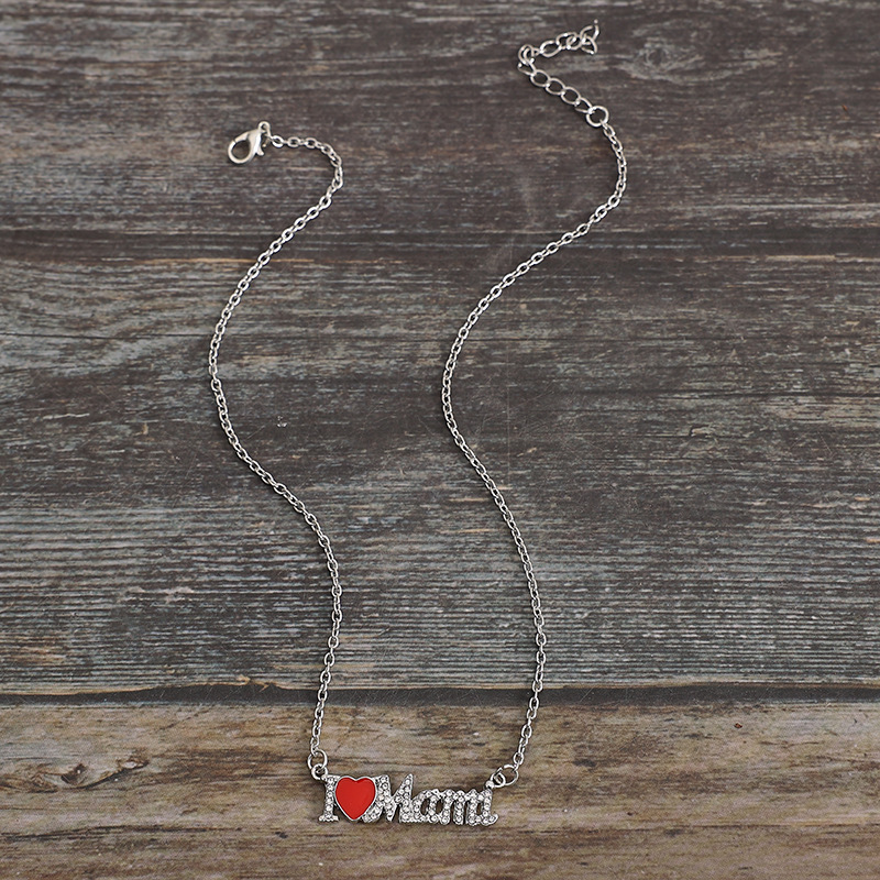 IG Style MAMA Simple Style Letter Heart Shape Alloy Plating Inlay Zircon Mother'S Day Women's Necklace display picture 5