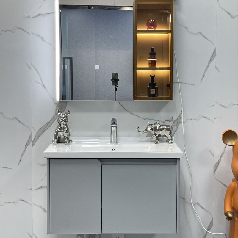 Stainless steel high quality integrated basin bathroom cabinet combination modern simple human body induction cabinet bathroom wash Stainless steel high quality integrated basin bathroom cabinet combination modern simple human body induction cabinet bathroom wash
