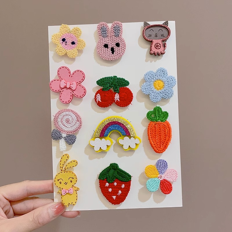 Niños lindos Velcro niñas flequillo pegatinas pelo roto artefacto bebé no hace daño pelo roto pegatinas de pelo horquilla tocado