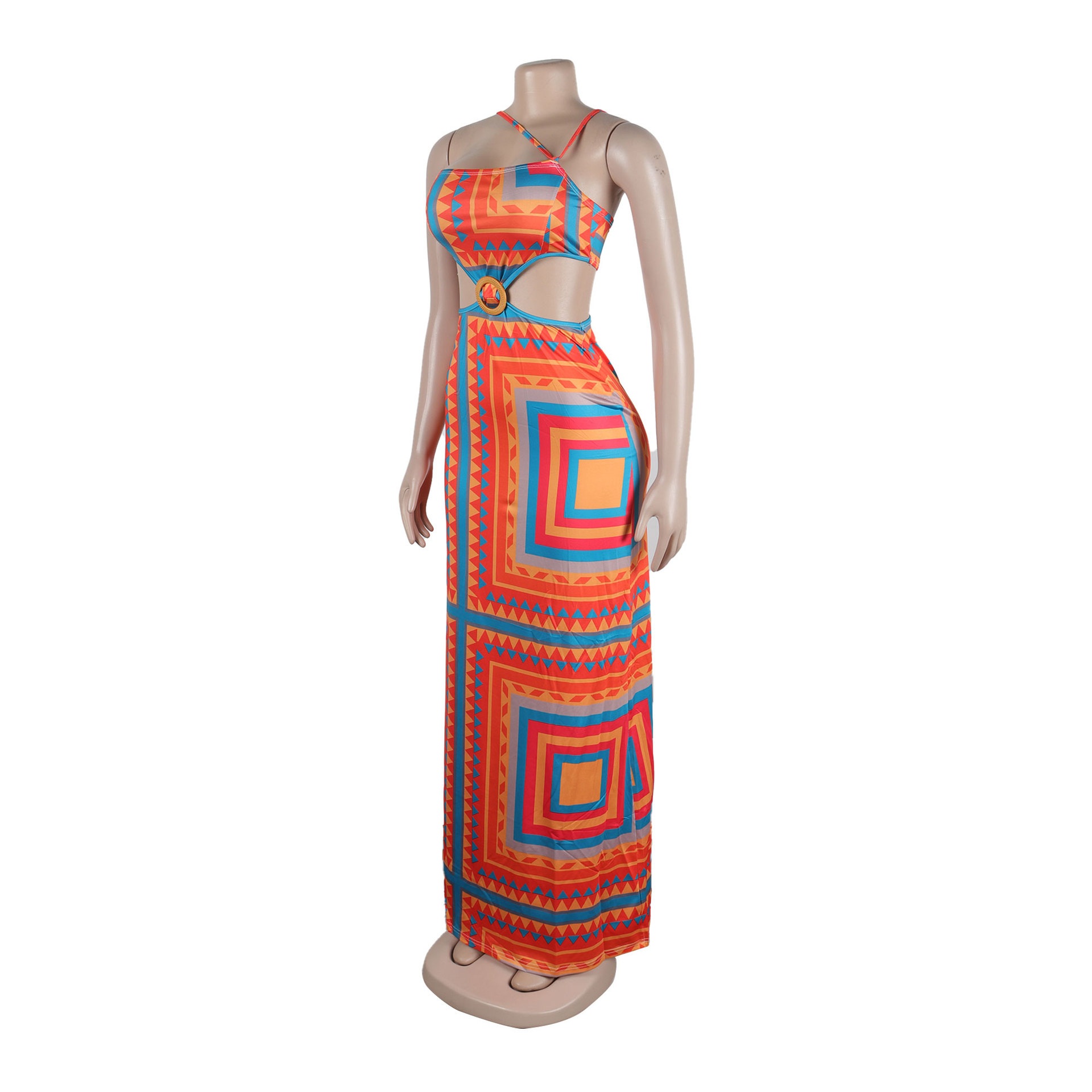 427g Weight Maxi Long Dress Dress Length Type Sleeveless Sleeve Length Two Piece Dress Dresses Type Polyester Fabric Type High Waist Waist Line Holiday Occasion Strap Neckline Slim Fit Type Color Block Pattern Summer Season Women's Gender Streetwear Style Wholesale Women's Streetwear Color Block Holiday Strap Sleeveless Two Piece Dress 17