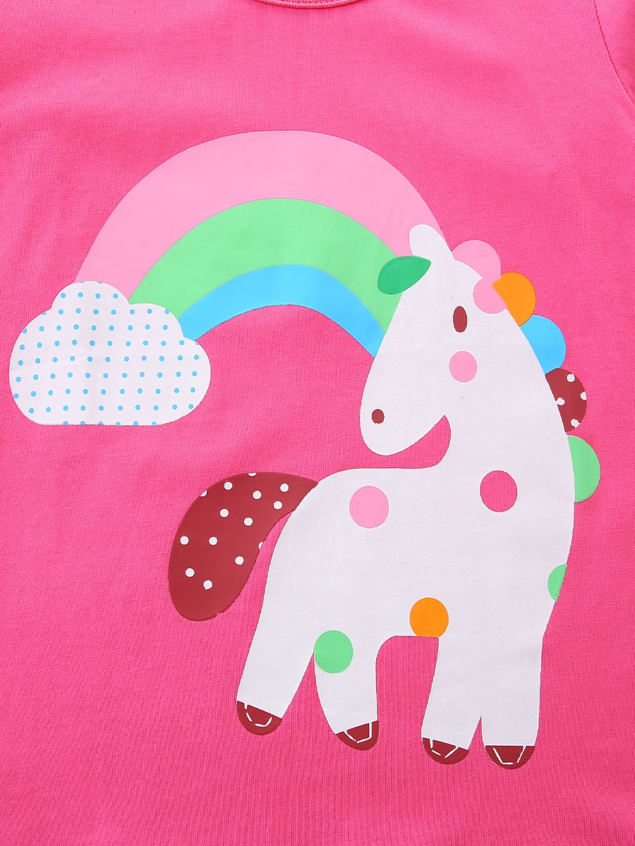 26 nuevo otoño camiseta de niñas estilo europeo y americano Unicornio impresión de niños camiseta de algodón de punto camiseta de manga larga para niños