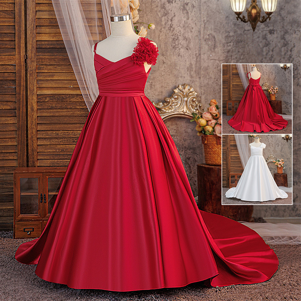 Amazon nuevo vestido de princesa de desfile vestido de banquete de chicas vestido de noche de chicas de banda blanca