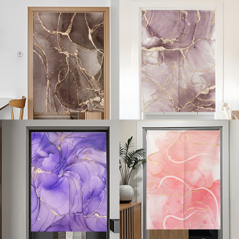 Cross-Border Dropshipping Fabric Door Curtain Partition Curtain No-Drill Kitchen Blocking Curtain Toilet Half Curtain