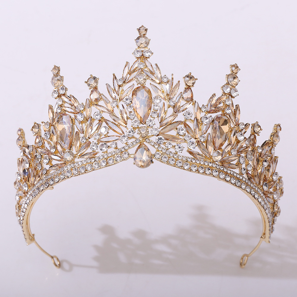 100g Weight Crown Hair Accessories Type 1 Piece Quantity Wedding, Birthday, Festival Occasion Alloy Material Leaf, Crown Pattern All Seasons Season Women's, Adults Gender Diamond Design Bridal, Shiny Style Bridal Shiny Women's Adults Leaf Crown Alloy Diamond Crown 10