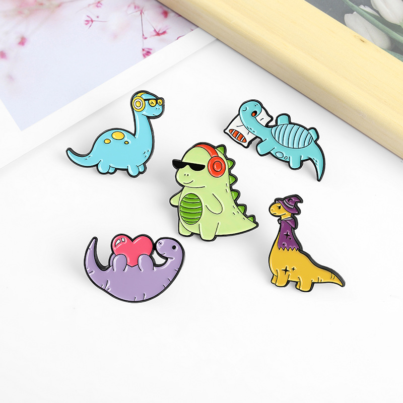 Style De Bande Dessinée Mignon Dinosaure Alliage Vernis Au Four Femmes Broches display picture 10