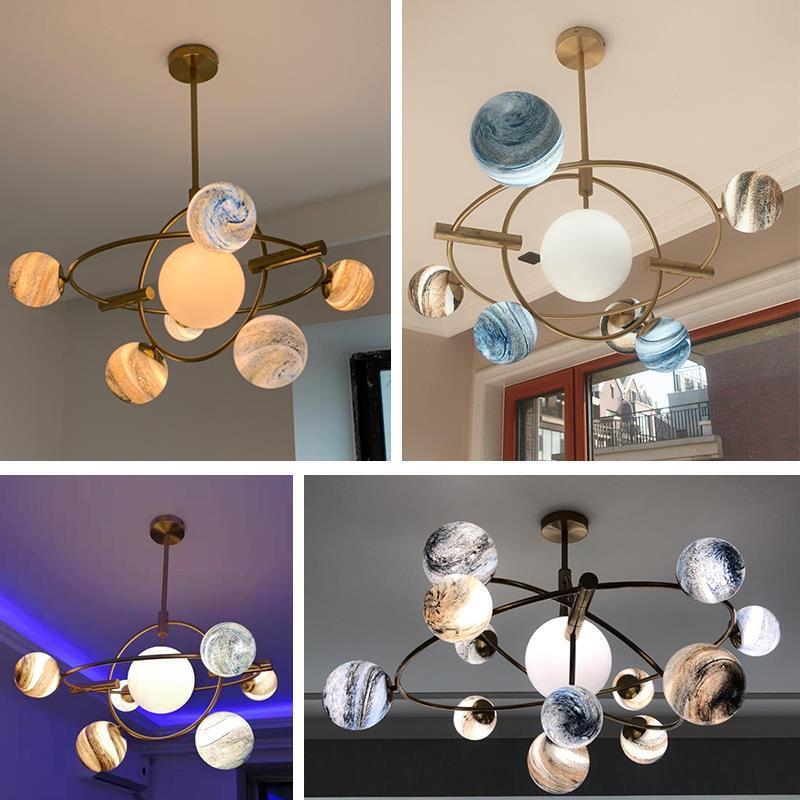 Nordic Post-Modern Living Room Planet Chandelier, Wandering Earth Restaurant Designer Bedroom Children's Room Lamp Creative Design