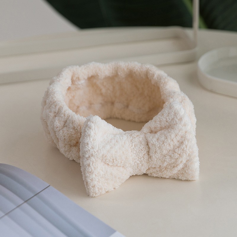 Diadema de vellón de coral coreano, lindo lavado de cara deportivo, diadema de maquillaje, diadema de lazo, diadema