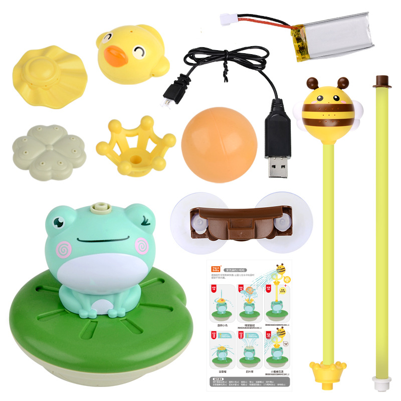 Baño transfronterizo para niños Electric Frog Rotating Cup abeja combinación bebé Baño de pulverización de agua juguetes educativos de agua