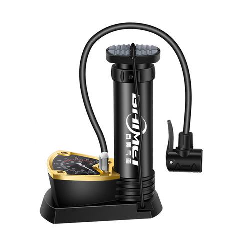 Foot-operated bicycle pump with pressure gauge, suitable for cars, electric vehicles, basketball inflator, portable foot pump