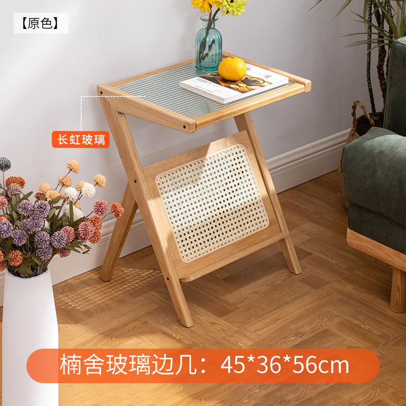 Mesa de café sala de estar casa pequeño apartamento retro color Internet celebridad mesa de vidrio de ratán rectangular japonés simple mesa de té