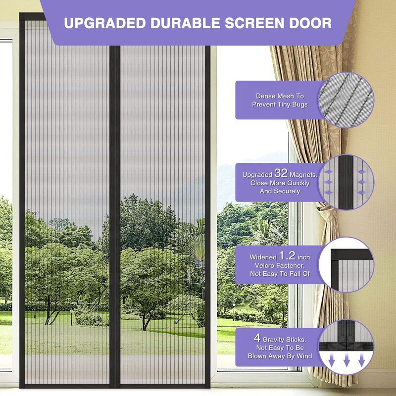Cross-Border Export Summer Installation-Free Indoor Bedroom Balcony Magnetic Screen Door Curtain Installation-Free Insect-Proof and Mosquito-Proof Screen
