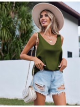 I 31441 Sleeves Satin V-Neck Vest ���䱳�� �羳ŷ��