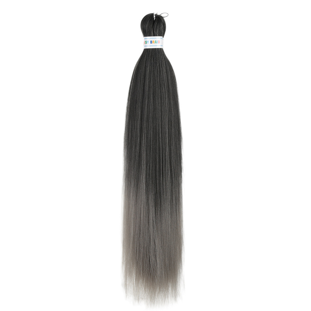 Trenzas fáciles de hacer de 26 pulgadas, cabello sintético colorido, trenzas grandes EZ, fibra sintética de baja temperatura, color degradado, cabello largo y liso.