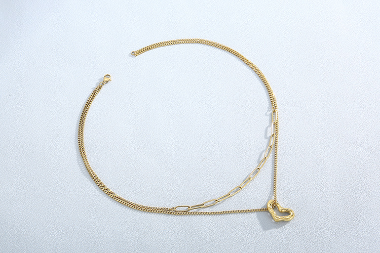 Wedding, Travel Occasion PVD Coated 18K Gold Plated Heart Titanium Steel Fashion Waterproof Non Tarnish Necklace