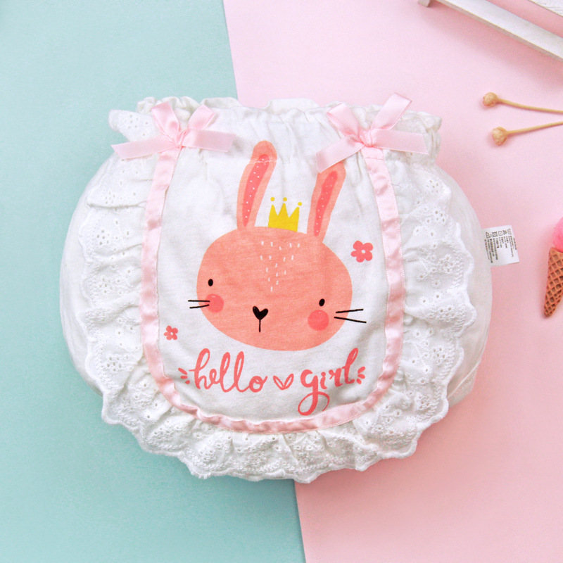 Ropa interior de niña calzoncillos de encaje de niña de algodón puro de verano 1 año de edad 2 niños pequeños 3 pantalones de pan P sin clip para bebés