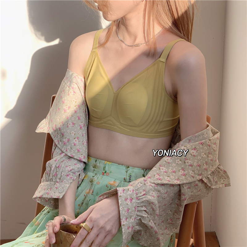 Ice skin mask underwear thin small jelly strip soft support bra push up seamless adjustable bra plus size