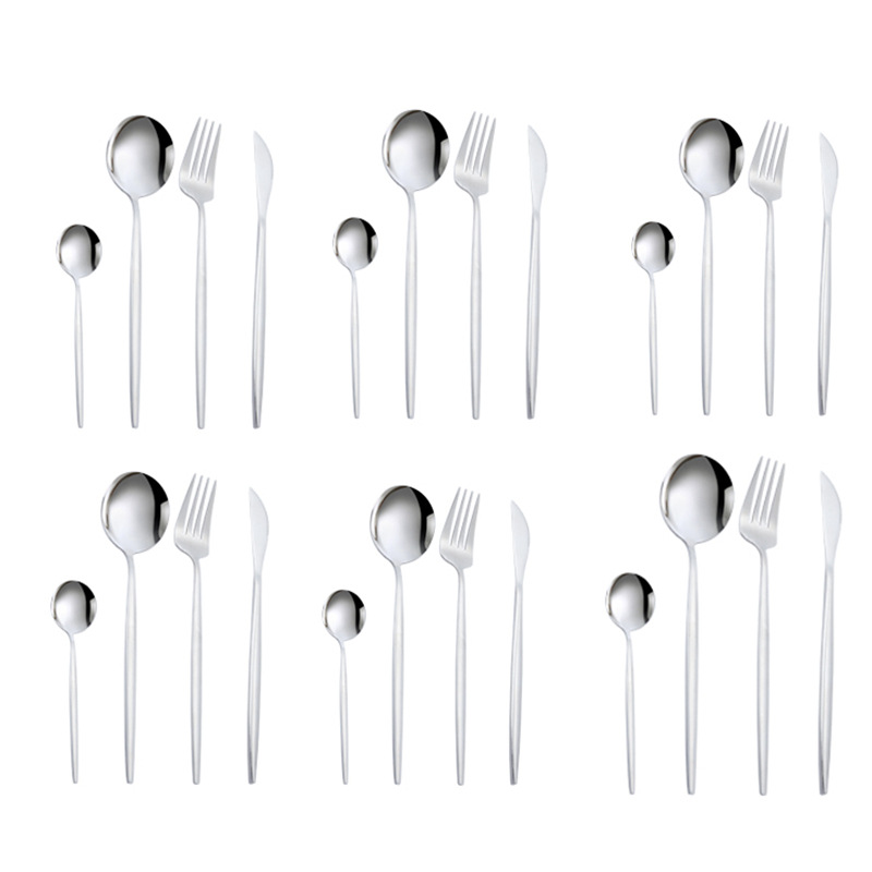 Amazon transfronterizo vajilla de acero inoxidable conjunto de 24 piezas portugués occidental cuchillo de carne, tenedor y cuchara traje de boda conjunto LOGO