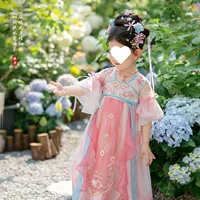 Hanfu Girl 2025, новое летнее стильное детское высококачественное сказочное платье, элегантное платье принцессы для девочек.