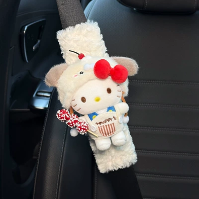car seatbelt shoulder pad, car: Seat belt shoulder pad - candied-haws-kitty