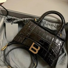 2023 New Brand Genuine Caiman Print B Style Versatile Fashion Shoulder Crossbody Bag for Women High-end Hourglass Bag Trendy