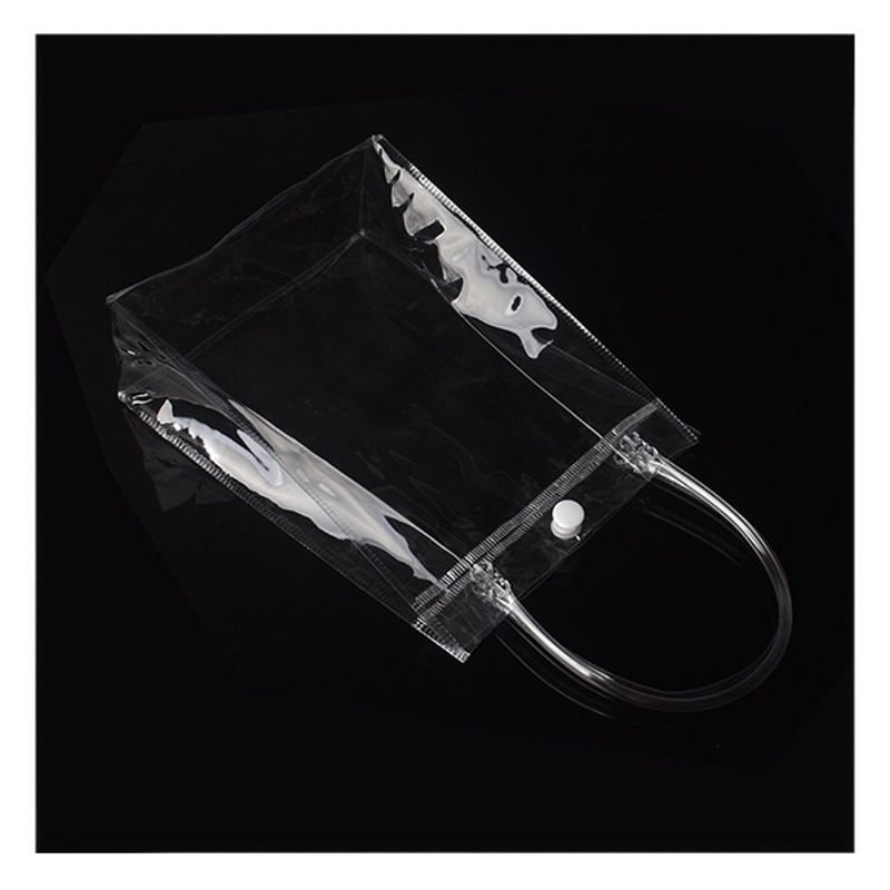 Venta al por mayor en stock bolso de PVC bolsa de regalo de plástico transparente leche té para llevar embalaje bolso de mano se puede imprimir logo image 1