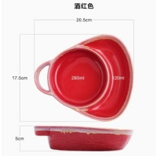 Retro Single-Handled Breakfast Compartment Ceramic Baking Pan Creative Baked Rice Snack Fruit Salad Plate Personalized Restaurant Tableware