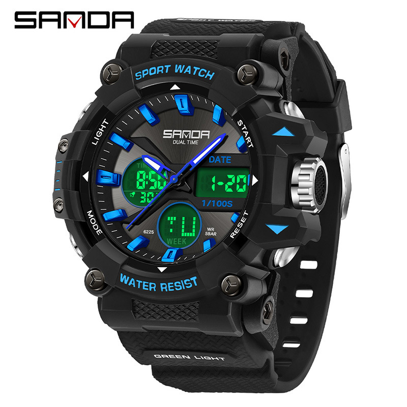 SANDA marca Amazon explosivo reloj electrónico de deportes estudiantes reloj electrónico despertador reloj multifuncional impermeable