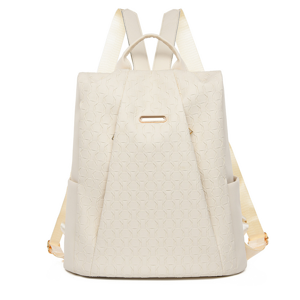 2024 nueva mochila de moda tejida de gran capacidad bolso de mujer simple y versátil mochila portátil de viaje