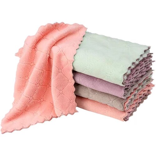 Coral velvet cleaning cloth home cleaning cloth kitchen oil-proof stain remover thick dishwashing towel dish cloth table wiping