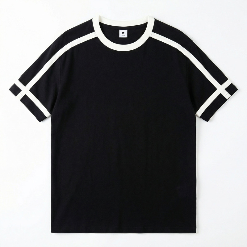 Cotton Color-Block Striped Short-Sleeve T-Shirt for Men, Summer Round-Neck Sports Casual Quick-Dry Ice Silk Top, Trendy Versatile Style Cotton Color-Block Striped Short-Sleeve T-Shirt for Men, Summer Round-Neck Sports Casual Quick-Dry Ice Silk Top, Trendy Versatile Style