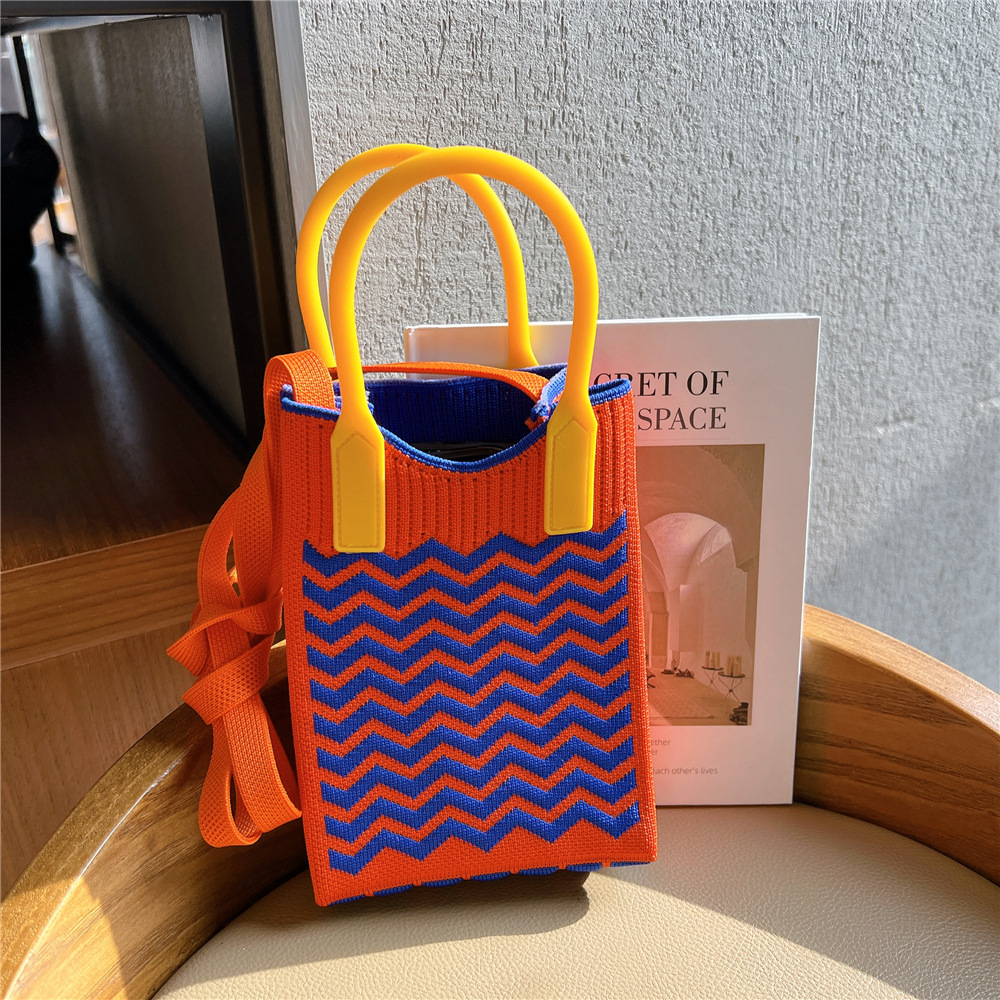 Bolsa de teléfono móvil Plaid bolsa de mensajero de las mujeres Mini pequeño bolso pequeño lindo ligero cuatro estaciones bolso de punto