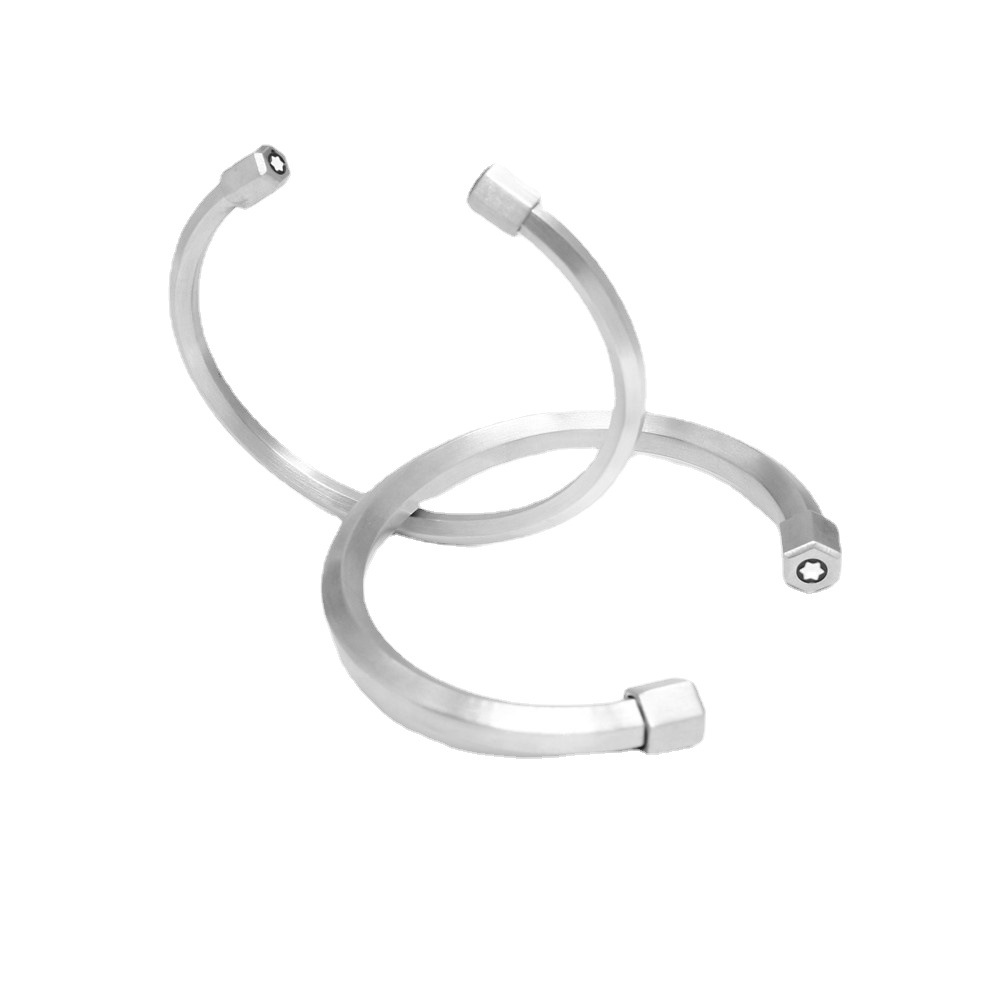 Hexagonal stainless titanium steel bracelet, Japanese and Korean creative minimalist open bracelet_voghion.com