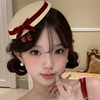 Рождественские наряды для волос Красный вишневый бант котелок женский заколка вогнутый стиль головной убор для волос Чувство атмосферы