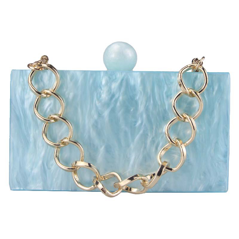 330g Weight Cotton Lining Material Clasp Frame Closure Type Chain Strap Type Shoulder Bag, Clutch Bag, Evening Bag Bags Type Party Occasion Acrylic Material Marble Pattern All Seasons Season Women's Gender Vintage Style Style Square Shape Sky Blue, White, Yellow Color Sky Blue White Yellow Arylic Marble Square Evening Bags 4