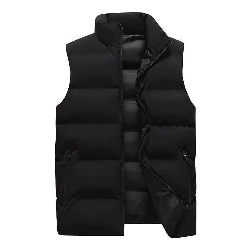 Vest Men's Winter Vertical Collar Fashionable Vest Waistcoat Solid Color Men's Thickened Coat Warm Sleeveless Cotton Jacket