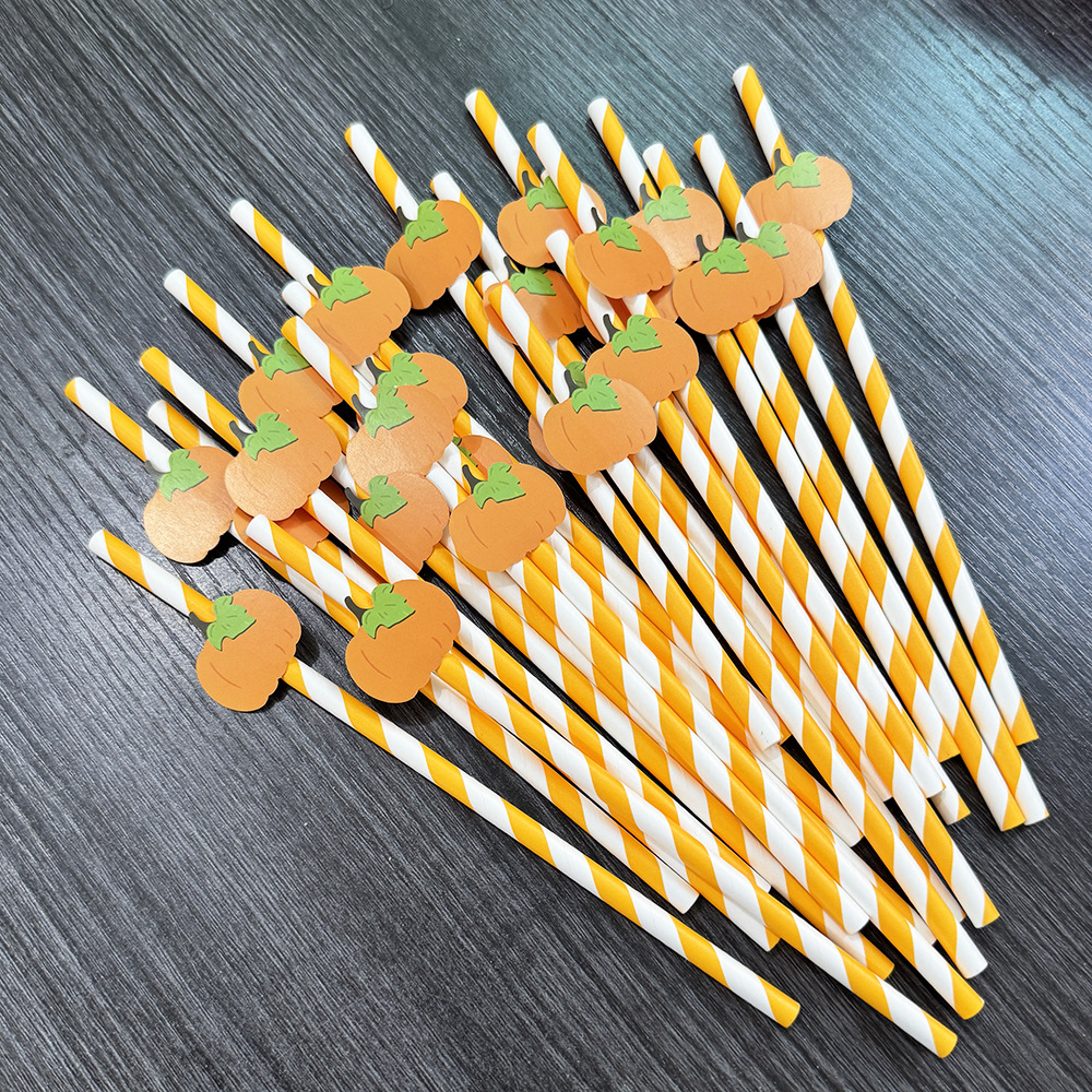 Inventario transfronterizo al por mayor Halloween creativo papilla paja calabaza decoración paja mesa de postres vestido botella de pudín inserto