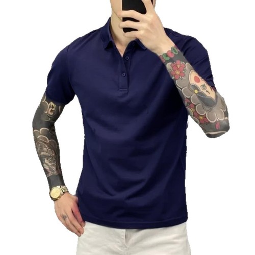 Trendy Instagram pure color casual short sleeve t-shirt for men large size loose fit versatile turnover collar POLO shirt cool stylish summer top clothing