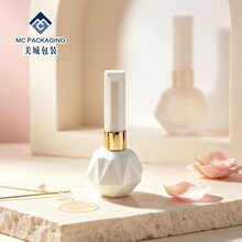 轻奢钻石切面甲油胶空瓶 白色蒙砂金边盖光疗胶玻璃瓶 可定制喷色