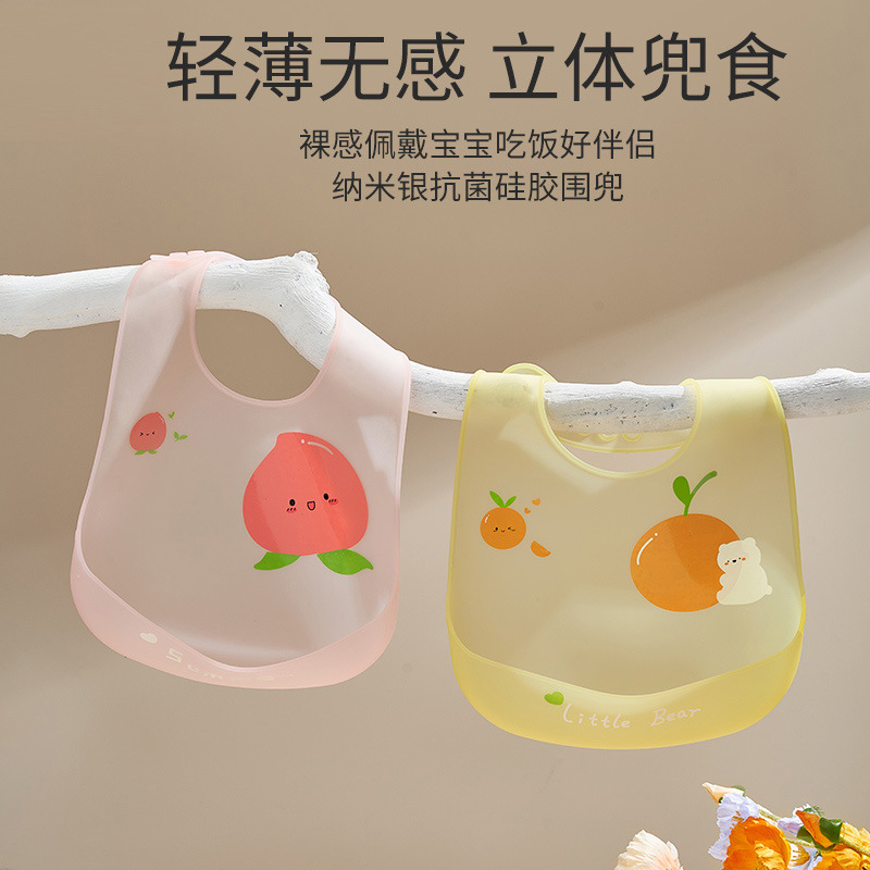 Children's silicone waterproof eating bib for food