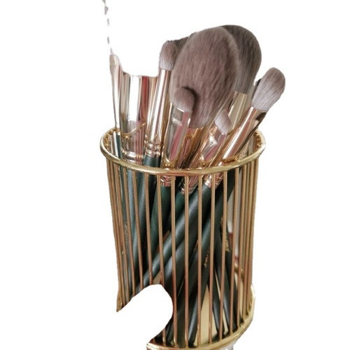 笔筒风化妆刷桶铁艺收纳装彩妆美妆工具收纳筒金色笔桶代销热
