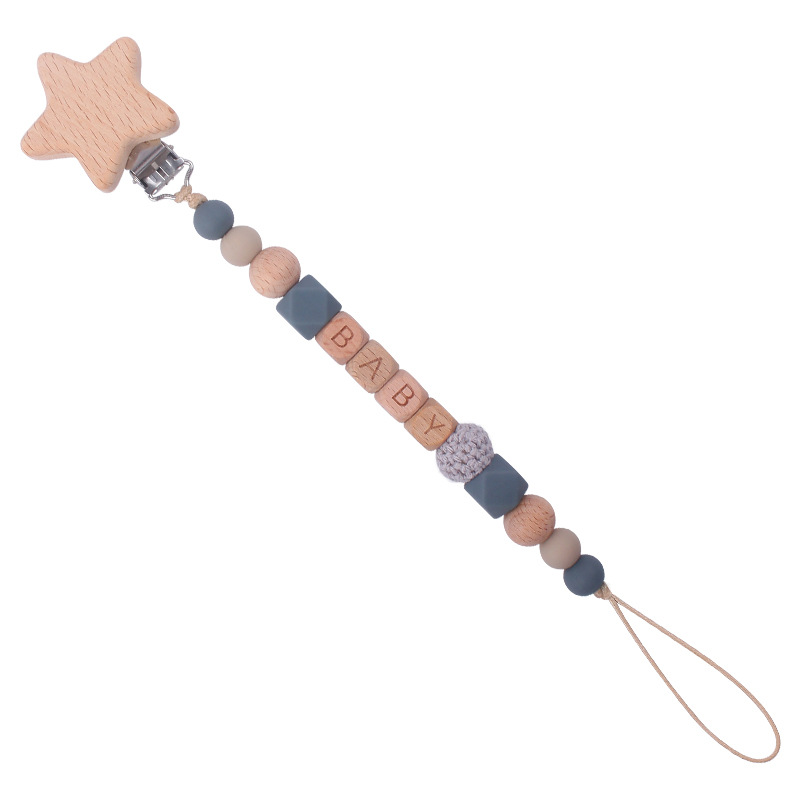 Nuevo bebé suministros de dibujos animados estrella Haya chupete clip calmante bebé mordedura molar chupete cadena anti-gota cadena