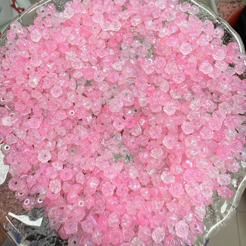 Luz nocturna brillante dorada rosa mini camellia acrílico diy cuentas hechas a mano al por mayor explosión de sonido