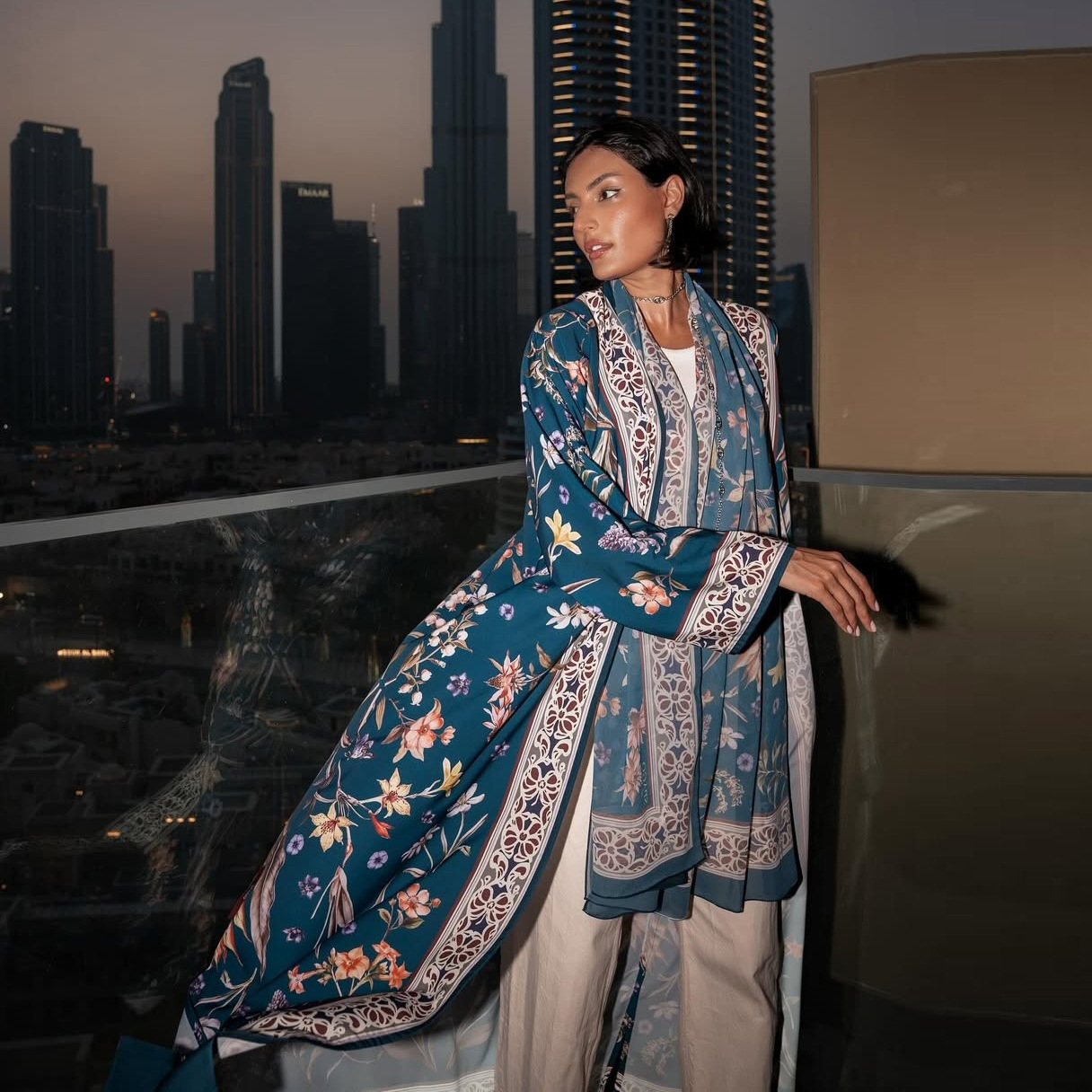 Cross-border Women's Fashion Printed Muslim Cardigan Robe, Middle Eastern Arab Dubai Outfit With Headscarf, Loose Fit_ecoleips.com