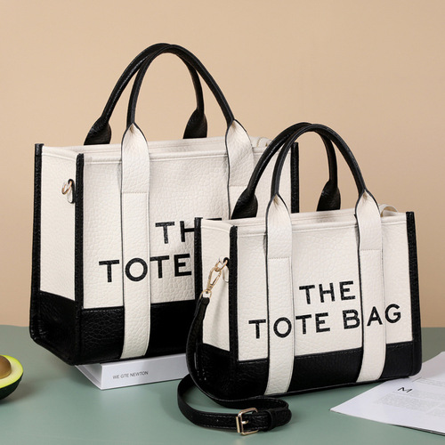 Women's bag cross-border foreign trade  new double color PU letter bag single shoulder crossbody trendy portable fashion tote bag