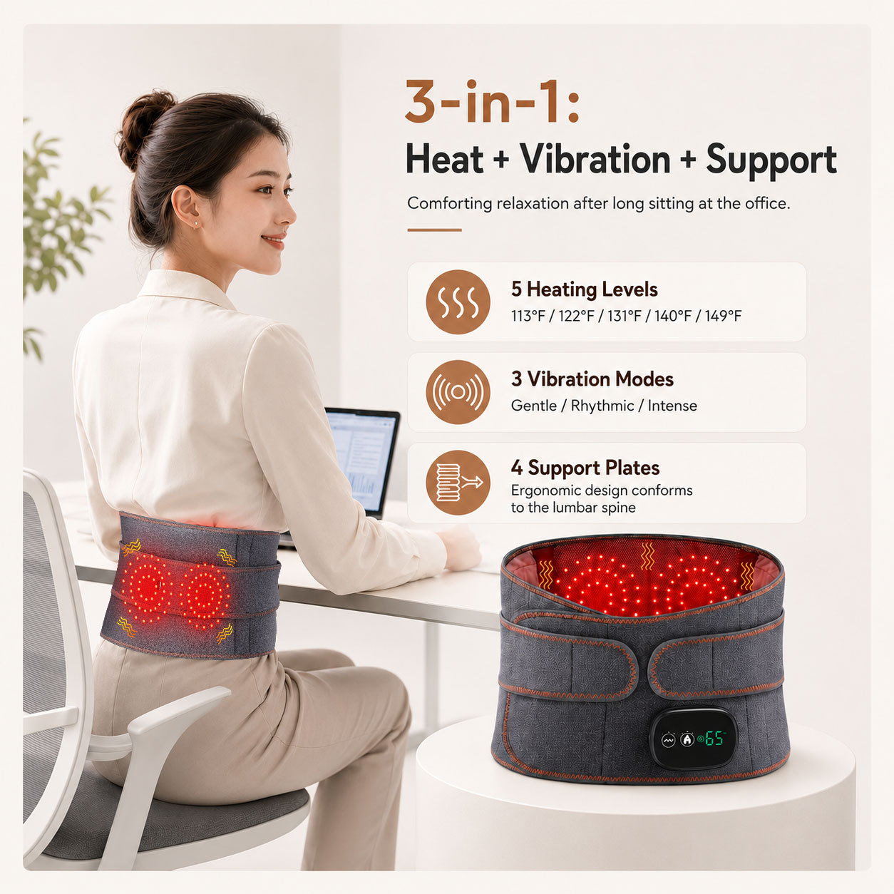 Transfronteriza explosión roja fotoeléctrica cinturón de masaje térmico compresión caliente cinturón de masaje térmico calentamiento cinturón de masaje térmico fábrica de masaje de cintura image 1
