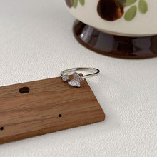 韩国韩版银兰S925纯银镶石蝴蝶结戒指女小众轻奢甜美指环2025新款