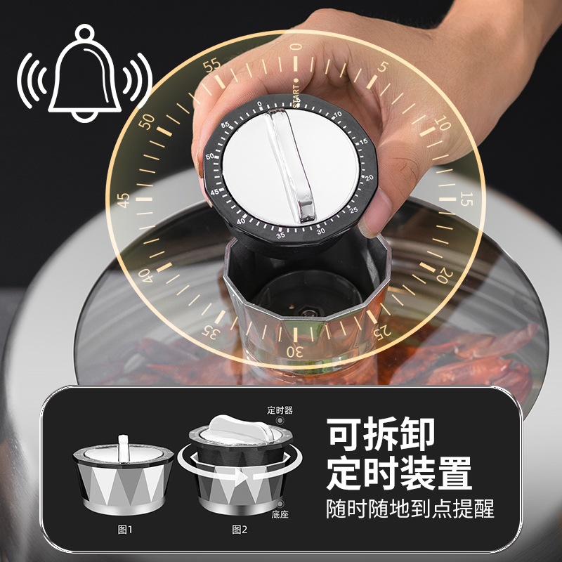 Timed Steamer, 304 Stainless Steel Thick Double-Bottom Steam Basket, Multi-Layer Household Stewing Pot, Large Capacity Soup Pot, Factory Wholesale