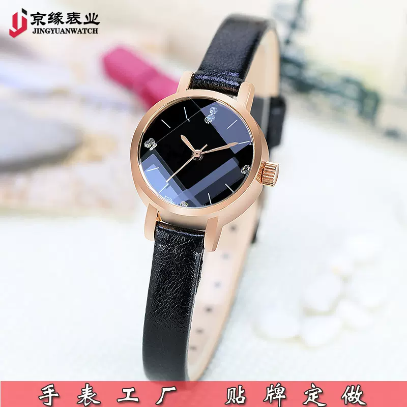 韩版潮流时尚女表简约小表盘休闲大气复古表皮带中学生手表石英表
