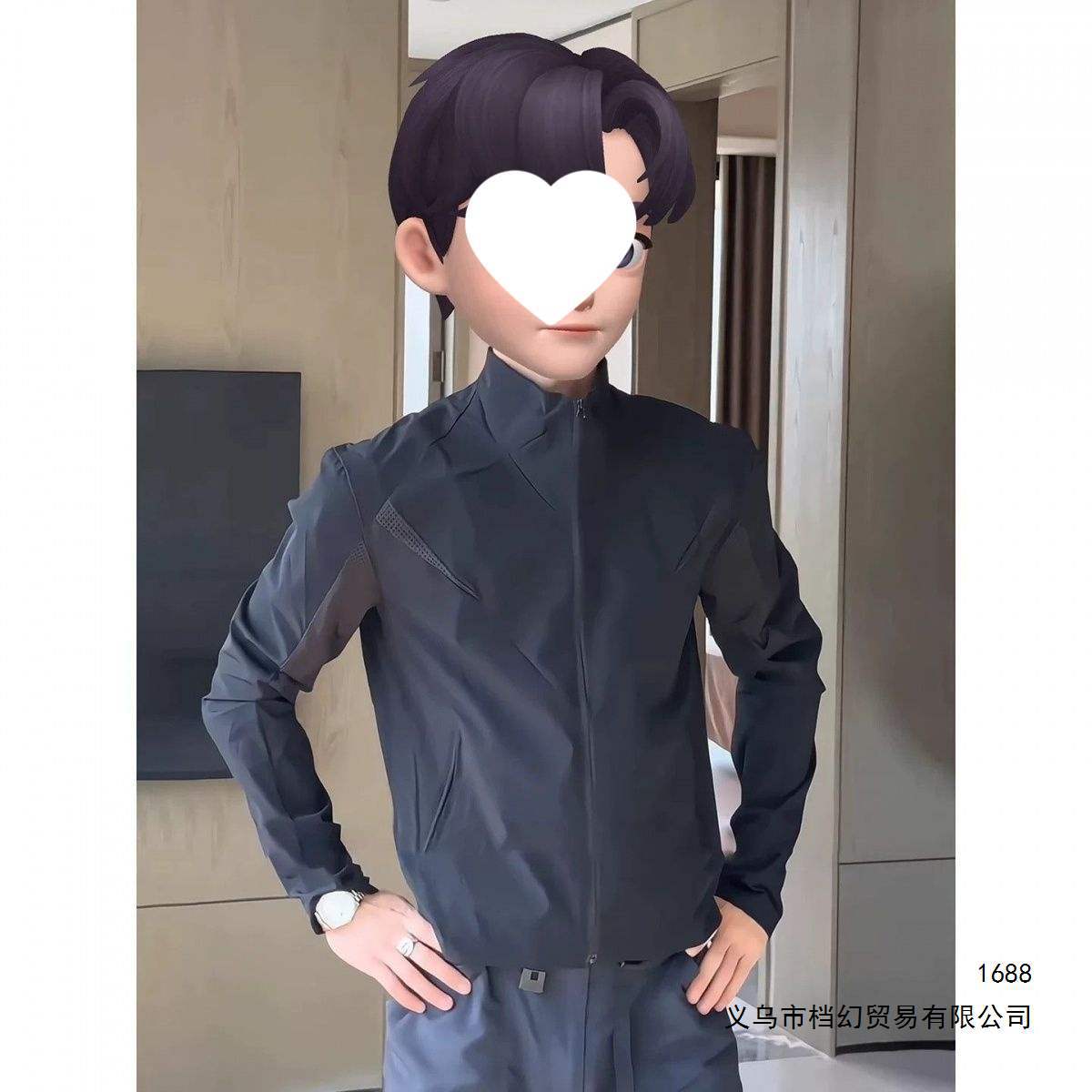 American retro style men's stretch stand collar sun protection jacket, breathable and lightweight, clean fit, summer style.