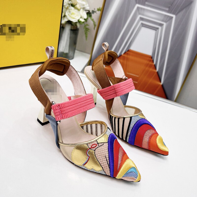2026 Early Spring New Model F Brand Genuine Leather Rhinestone Color-Blocked Stiletto Heels Fashion Sandals High Heels Sandals 2026 Early Spring New Model F Brand Genuine Leather Rhinestone Color-Blocked Stiletto Heels Fashion Sandals High Heels Sandals